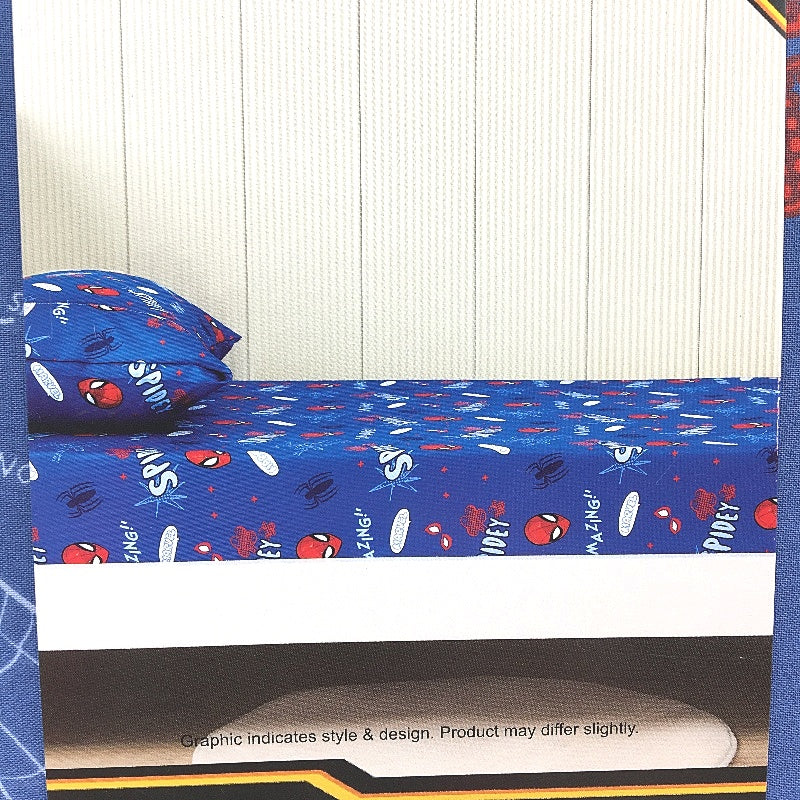 Marvel Spider-Man Icon Navy Blue Fitted Bed Sheet Combo KING SINGLE Size NEW