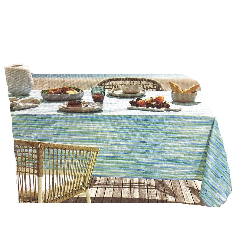 Peppertree Home Collection Blue Green Stripe Rectangle Tablecloth 150x 260cm NEW