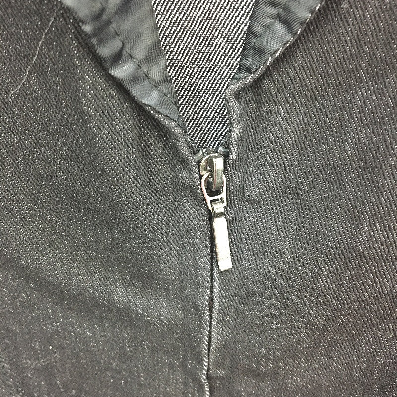 Liz Jordan Cotton Blend Black Denim Zip Up Lapel Collared Jacket Ladies Size S