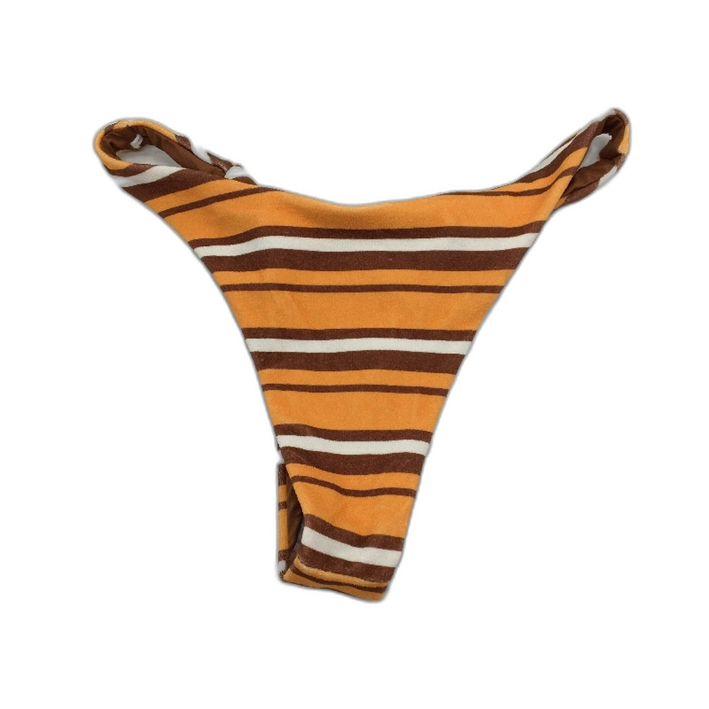 Subtitled Brown Orange Stripe Velour Knotted Bikini Bottom Ladies Size S NEW