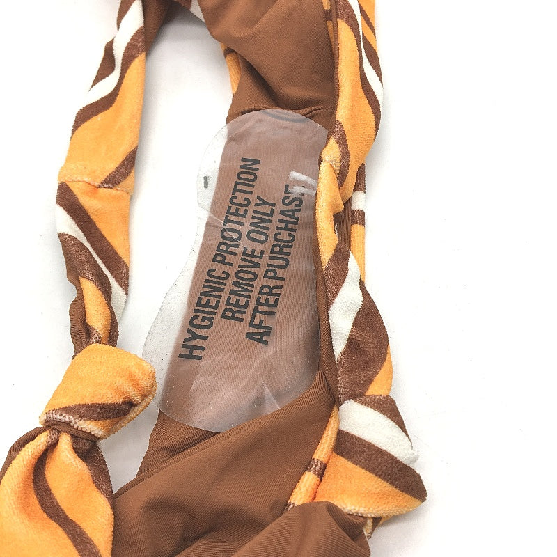 Subtitled Brown Orange Stripe Velour Knotted Bikini Bottom Ladies Size S NEW