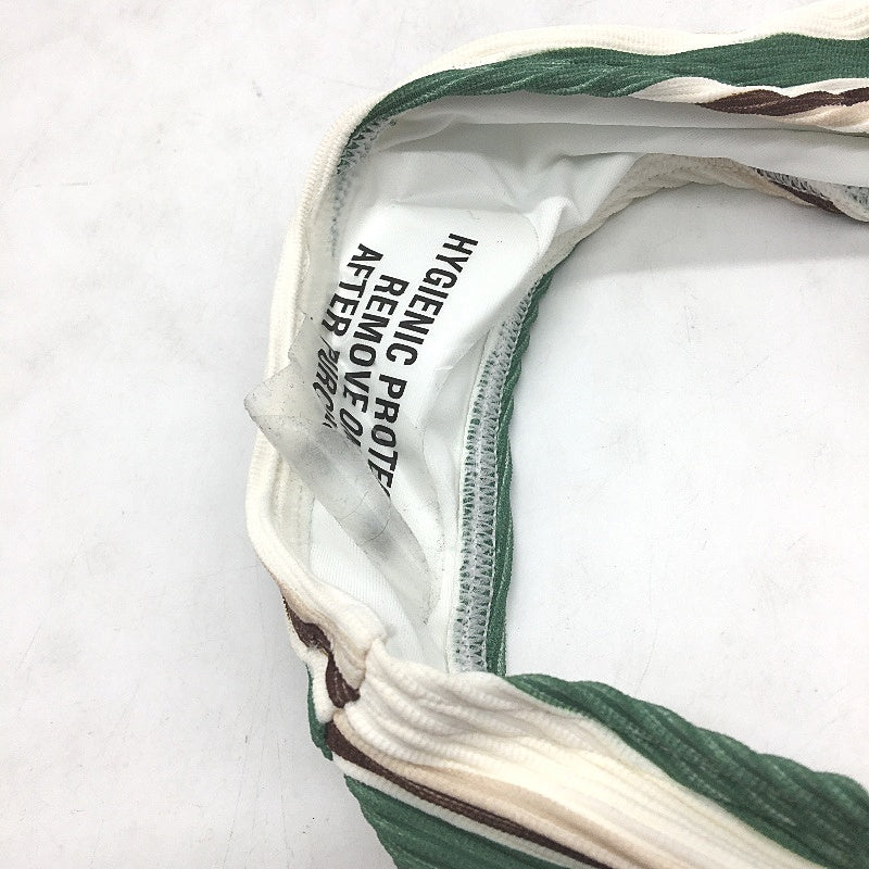 Subtitled Green Brown Striped Ribbed High Waist Bikini Bottom Ladies Size M NEW