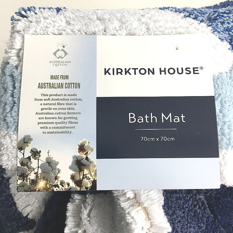 Kirkton House 2 Pack Blue Toned Shell Beach Themed Cotton Bath Mats 70x70cm NEW