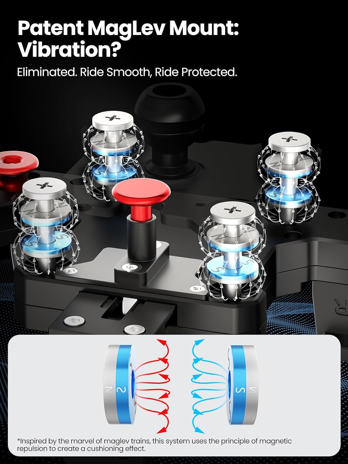 Tounee S2 Metal Motorcycle Magnetic Levitation Shock Absorbing Phone Mount