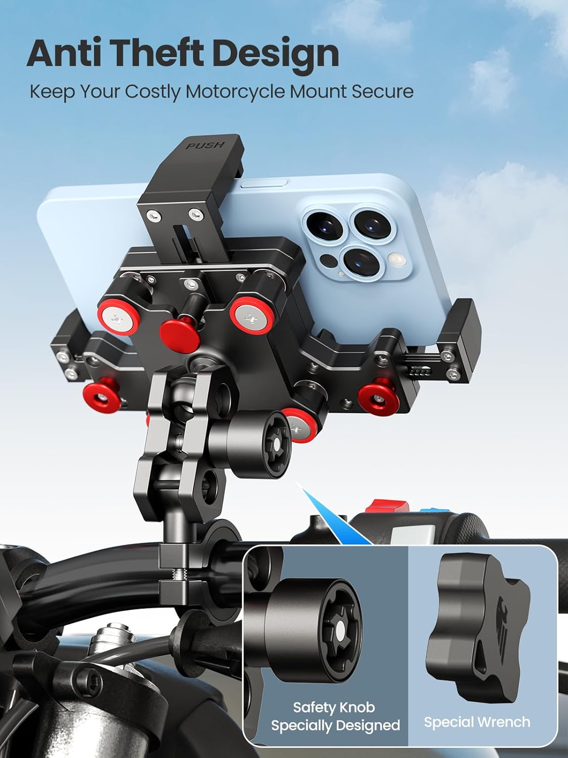 Tounee S2 Metal Motorcycle Magnetic Levitation Shock Absorbing Phone Mount