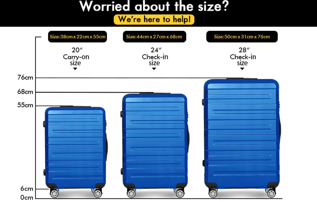 Alfordson Hero 20" Carry On Blue Hardshell Luggage Suitcase TSA Lock NEW