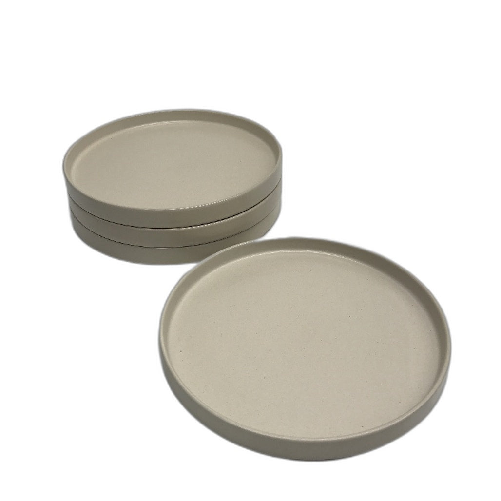 MIAMIO Sierra 4PK 21CM Beige Matte Plate Stoneware Dishwasher Microwave Safe NEW
