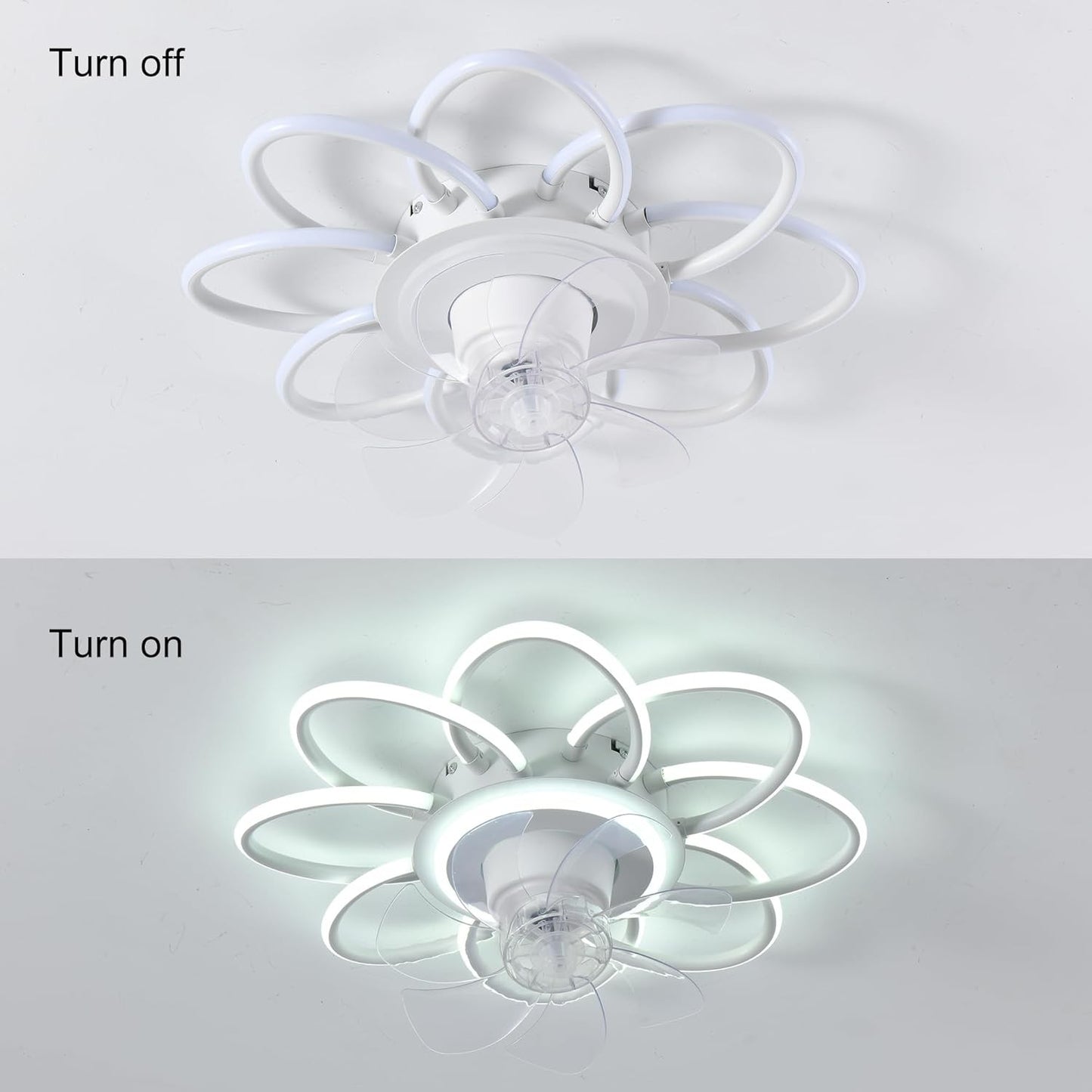 Jaycomey FS5239 White Rotating Ceiling Fan with Lights & Remote NEW