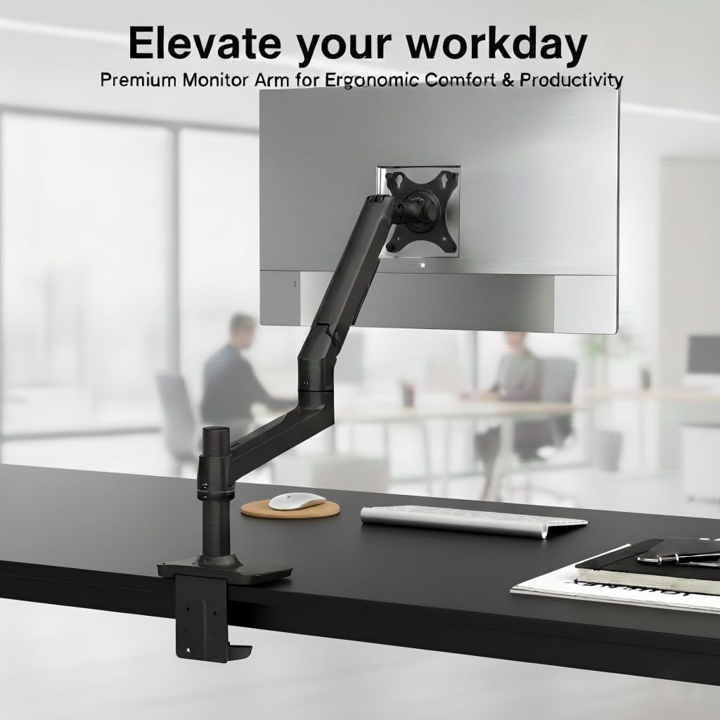 Ergounion E6 Single Monitor Arm Desk Mount for 40" Screens, Adjustable Vesa NEW