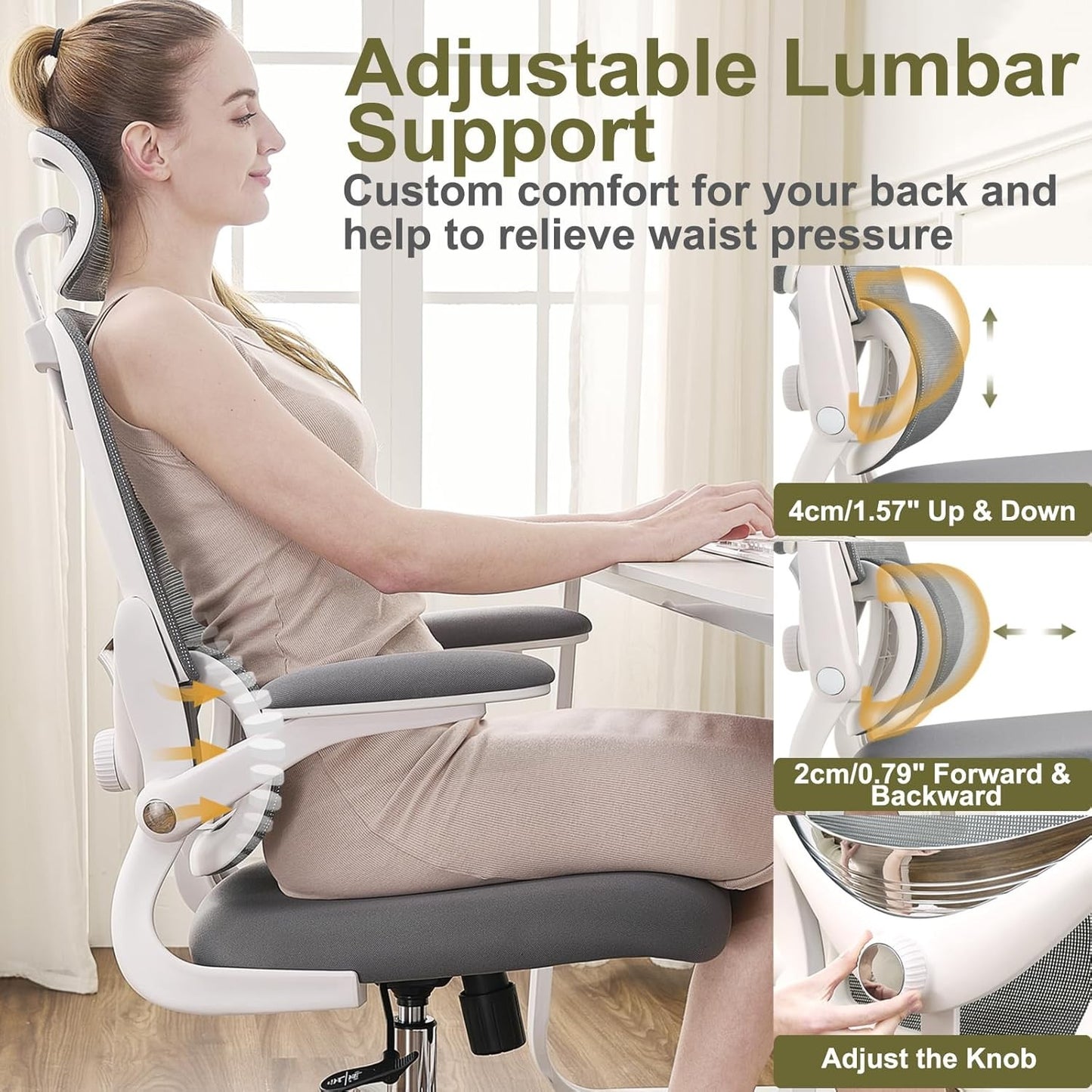 TONFARY Funchair Ergonomic Mesh Office Chair with Adjustable Lumbar Support NEW