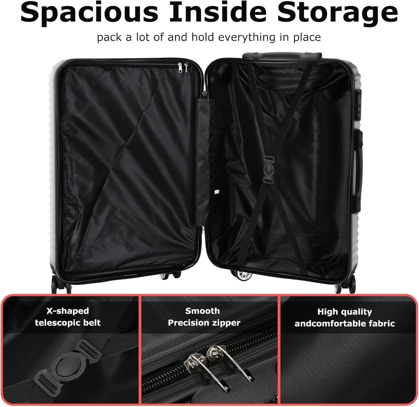 Sandinrayli XLXTJ-4JT02 Softside Expandable Luggage Set with Spinner Wheels NEW