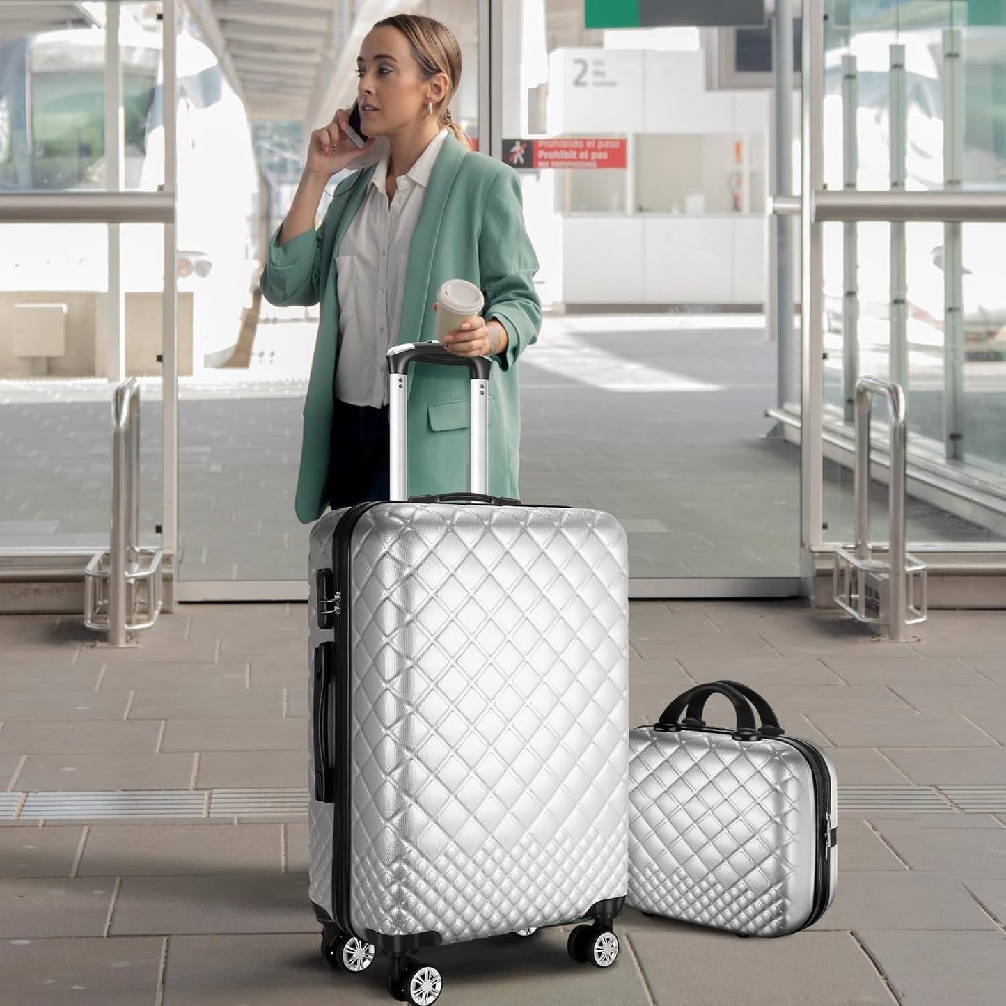 Sandinrayli XLXTJ-4JT02 Softside Expandable Luggage Set with Spinner Wheels NEW