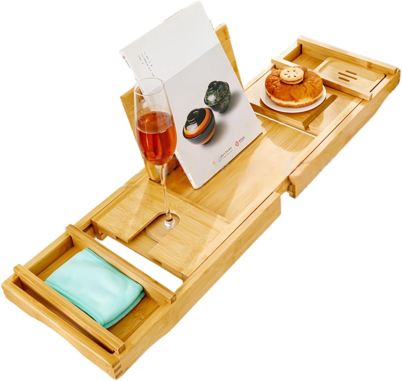 Premium Bamboo Bathtub Tray - Luxurious Spa Set for Relaxing Bath... NEW