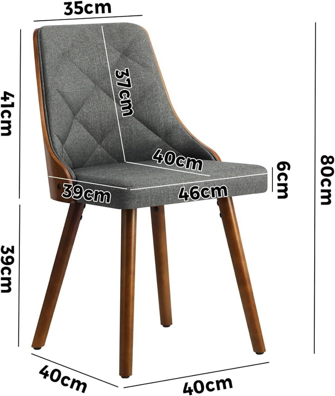 OIKITURE DCH-AIC-BEN-GY-2PC Wooden Dining Chairs Set with PU Leather Seat NEW