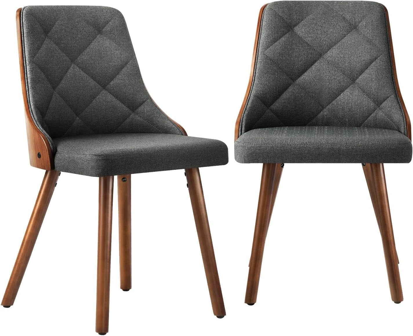 OIKITURE DCH-AIC-BEN-GY-2PC Wooden Dining Chairs Set with PU Leather Seat NEW