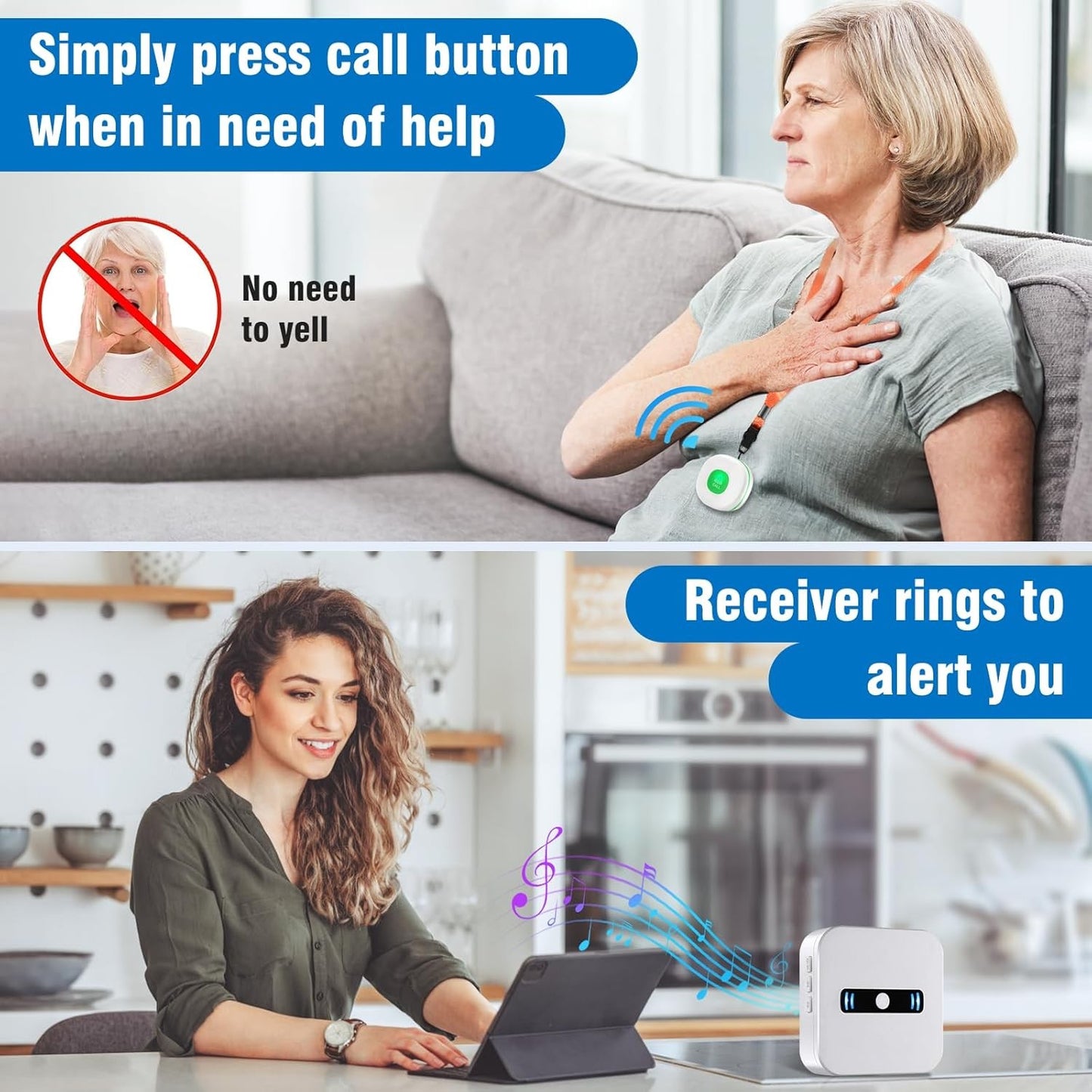 Daytech Wireless Caregiver Pagers SOS Call Button System for Seniors Nurses NEW