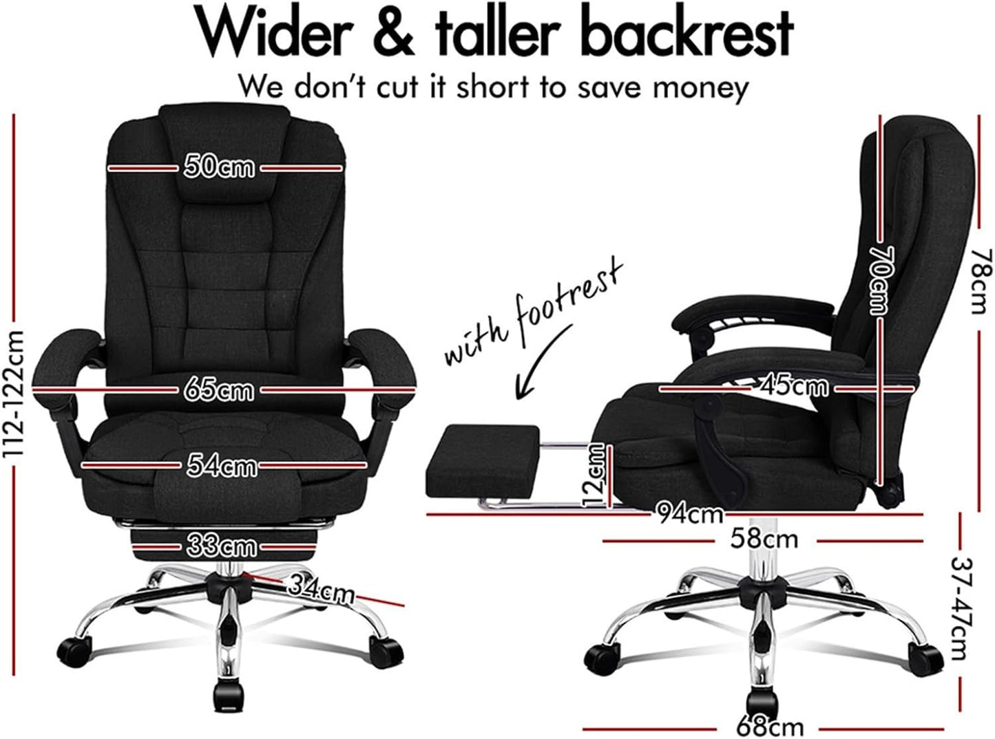 ALFORDSON Executive Office Chair with Massage and Heated Seat, Fabric Green NEW