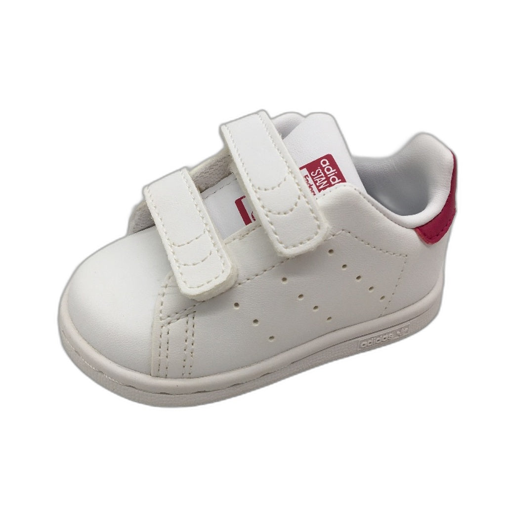 Adidas Stan Smith White & Pink Easy Strap Sneakers TODDLER Size US4 11cm NEW