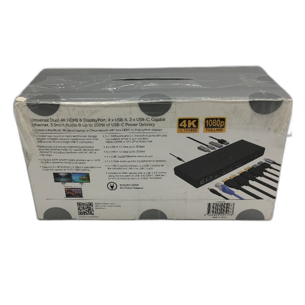 Comsol Universal USB C DisplayLink Dual 4K HDMI Docking Station With Adapter NEW