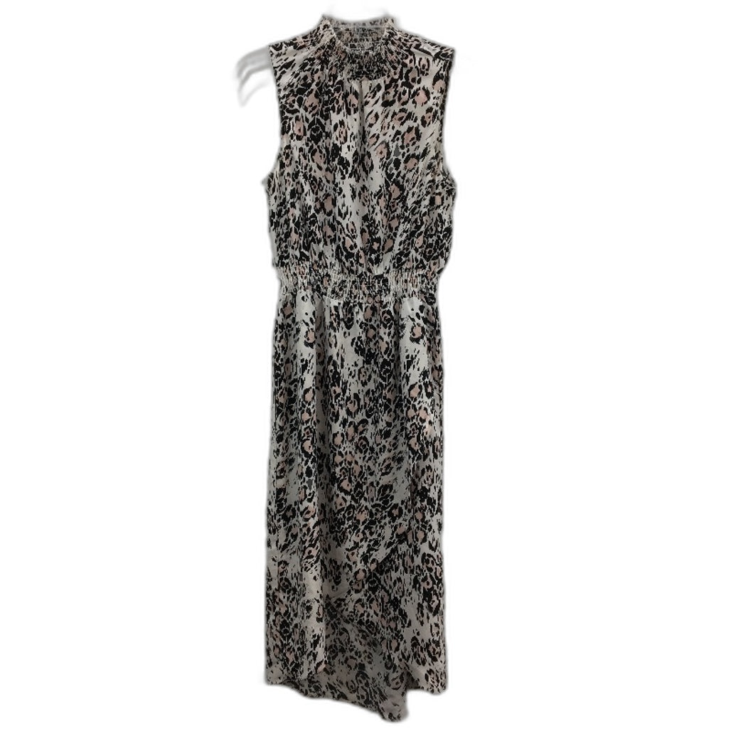 Decjuba Leopard Print Ruched Turtleneck Sleeveless Dress Ladies Size 10