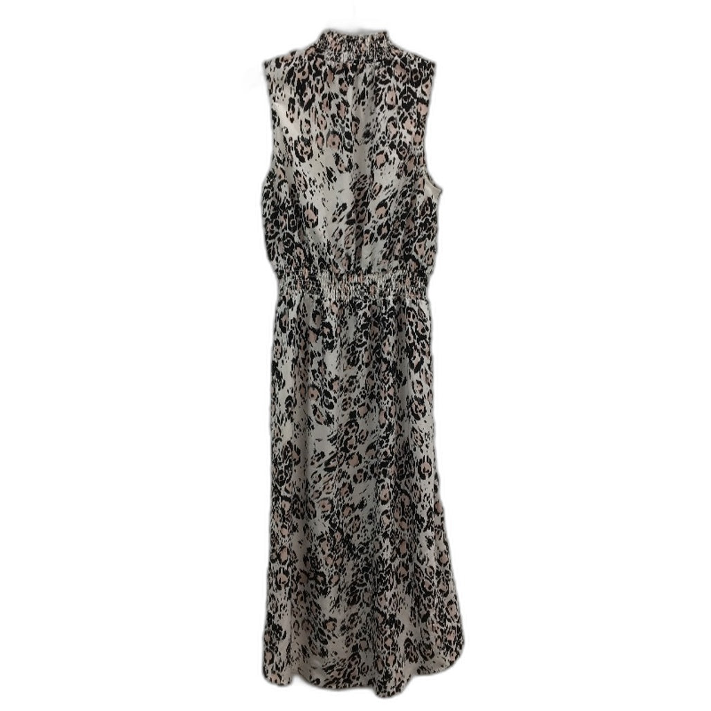 Decjuba Leopard Print Ruched Turtleneck Sleeveless Dress Ladies Size 10