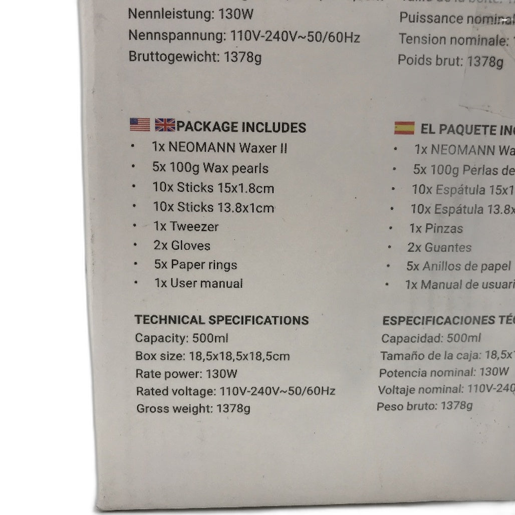 NEOMANN Waxer II Deluxe 500mL Nonsticky Teflon Coat Waxing Kit Set in Black NEW