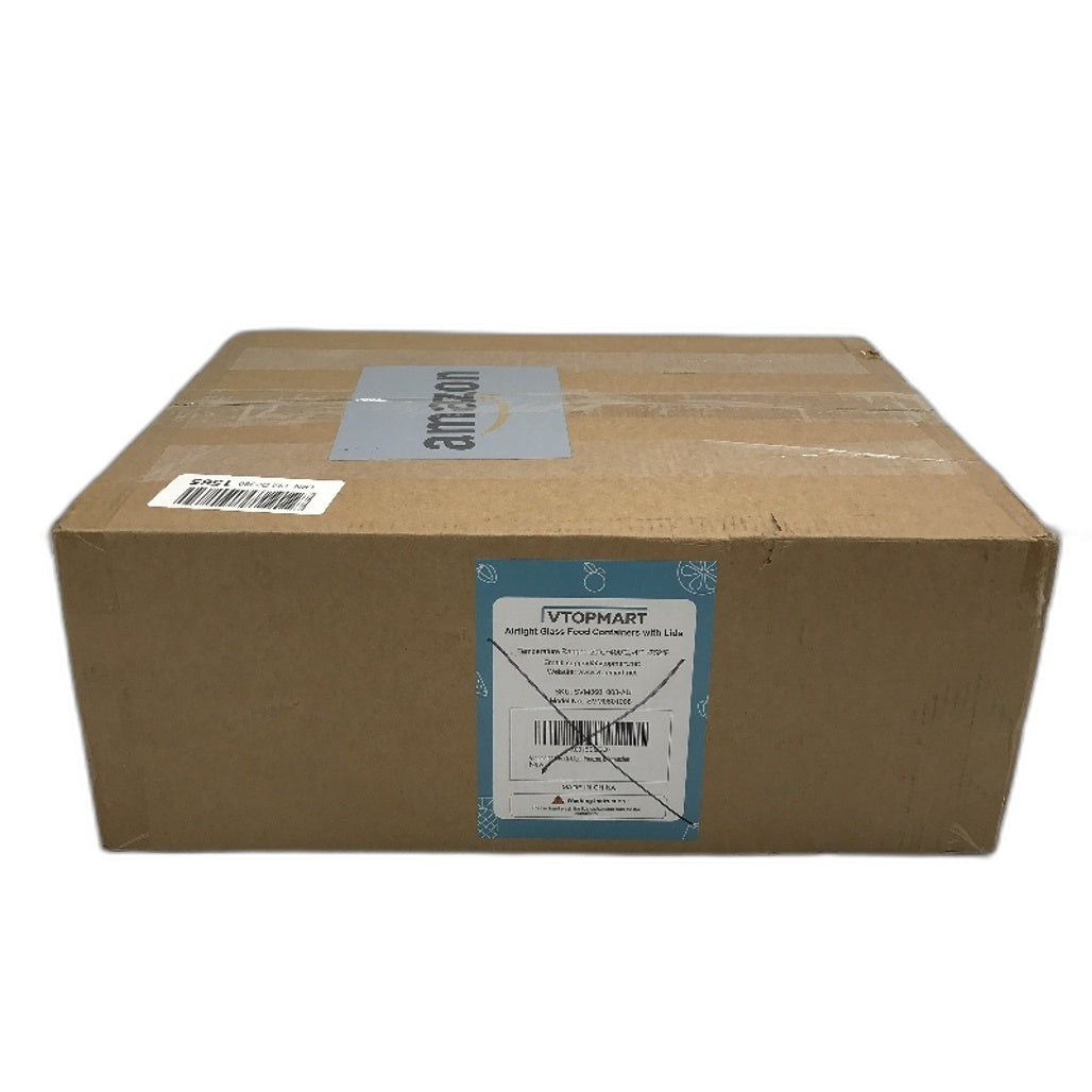 Vtopmart 18 Piece Airtight Clear Glass Food Containers with Teal Lined Lids NEW