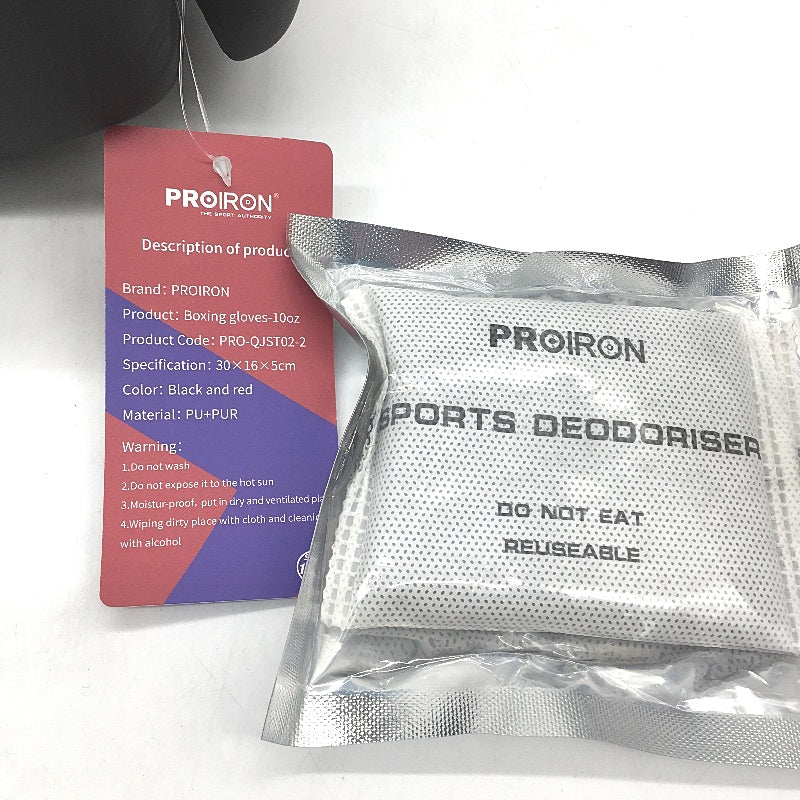 PROIRON 10oz Black Boxing Gloves Training Mitts with Deodoriser Packs NEW