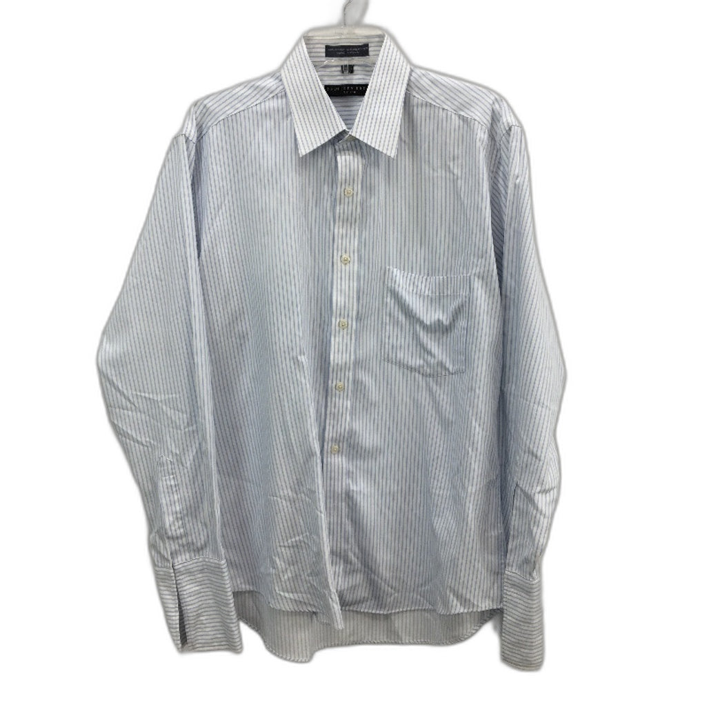 Geoffrey Beene Cotton Blend Blue Stripe L/Sleeve Dress Fitted Shirt Mens Size 41