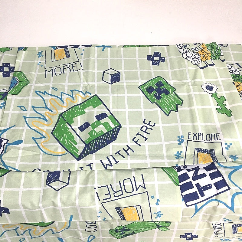 Minecraft Cotton Mint Green Reversible Quilt Cover Set DOUBLE Bed NEW