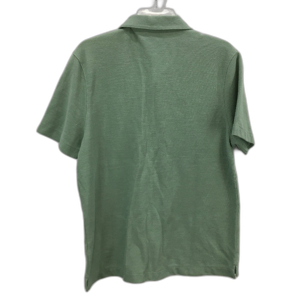 KDS Design Moss Green Textured Waffle Short Sleeve Button Up Top Mens Size M NEW