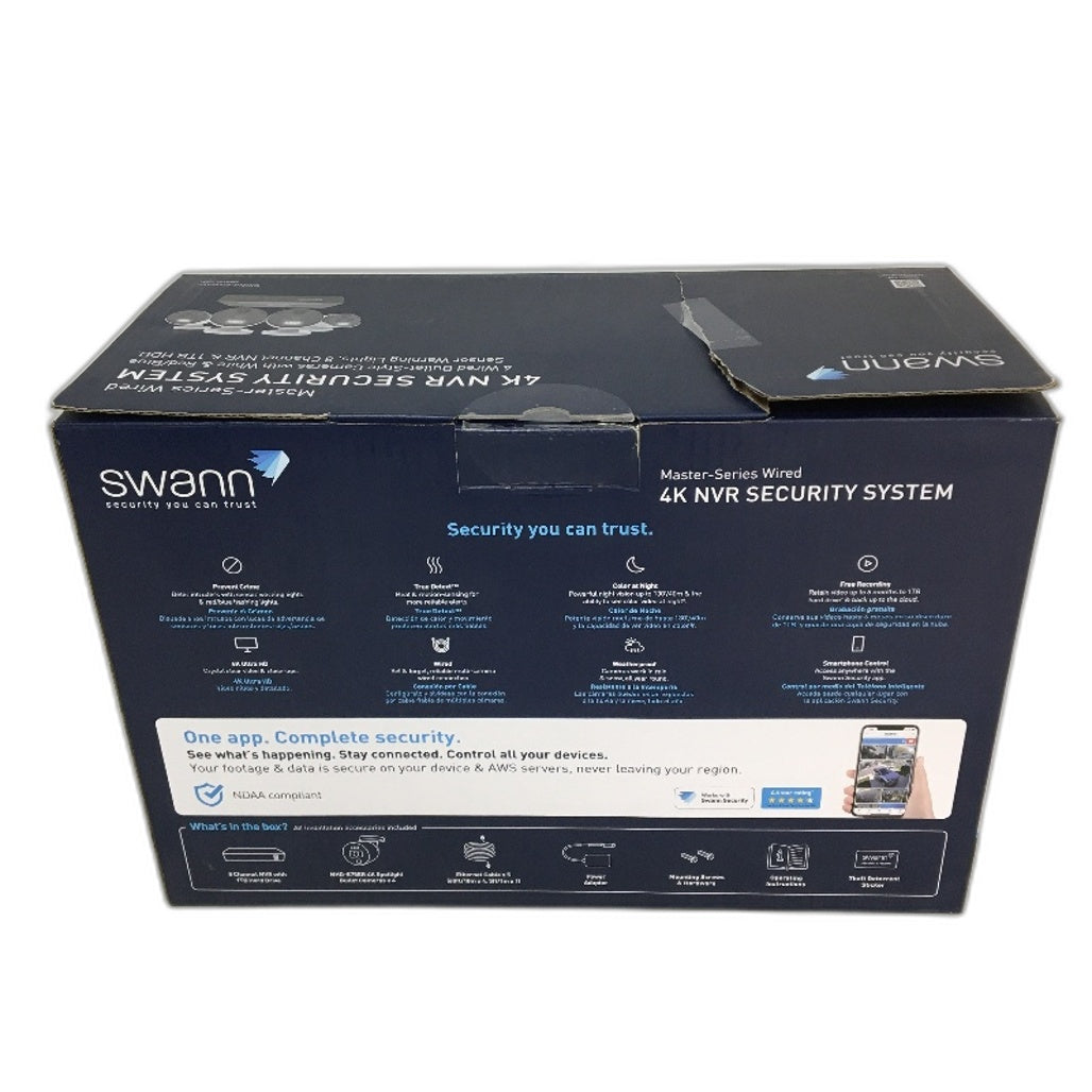 Swann Master-Series Wired 4 Bullet Cam 4K NVR Security Camera System NEW