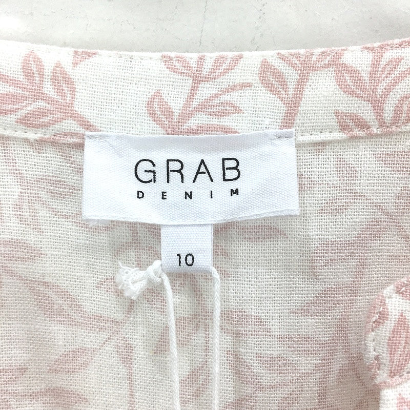 Grab Denim Pink Petal Foliage Linen Blend Tiered Midi Dress Ladies Size 10 NEW