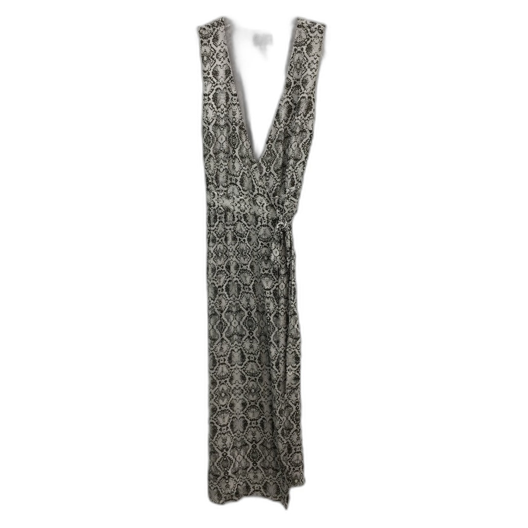 Witchery Snake Print Black White Wrap Around Sleeveless Midi Dress Ladies Size 8