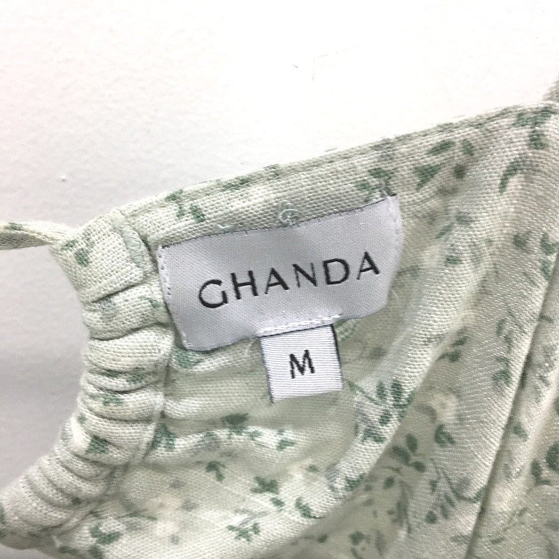 Ghanda 1984 Floral Pastel Green Back Cut Out Mini Dress Ladies Size Medium