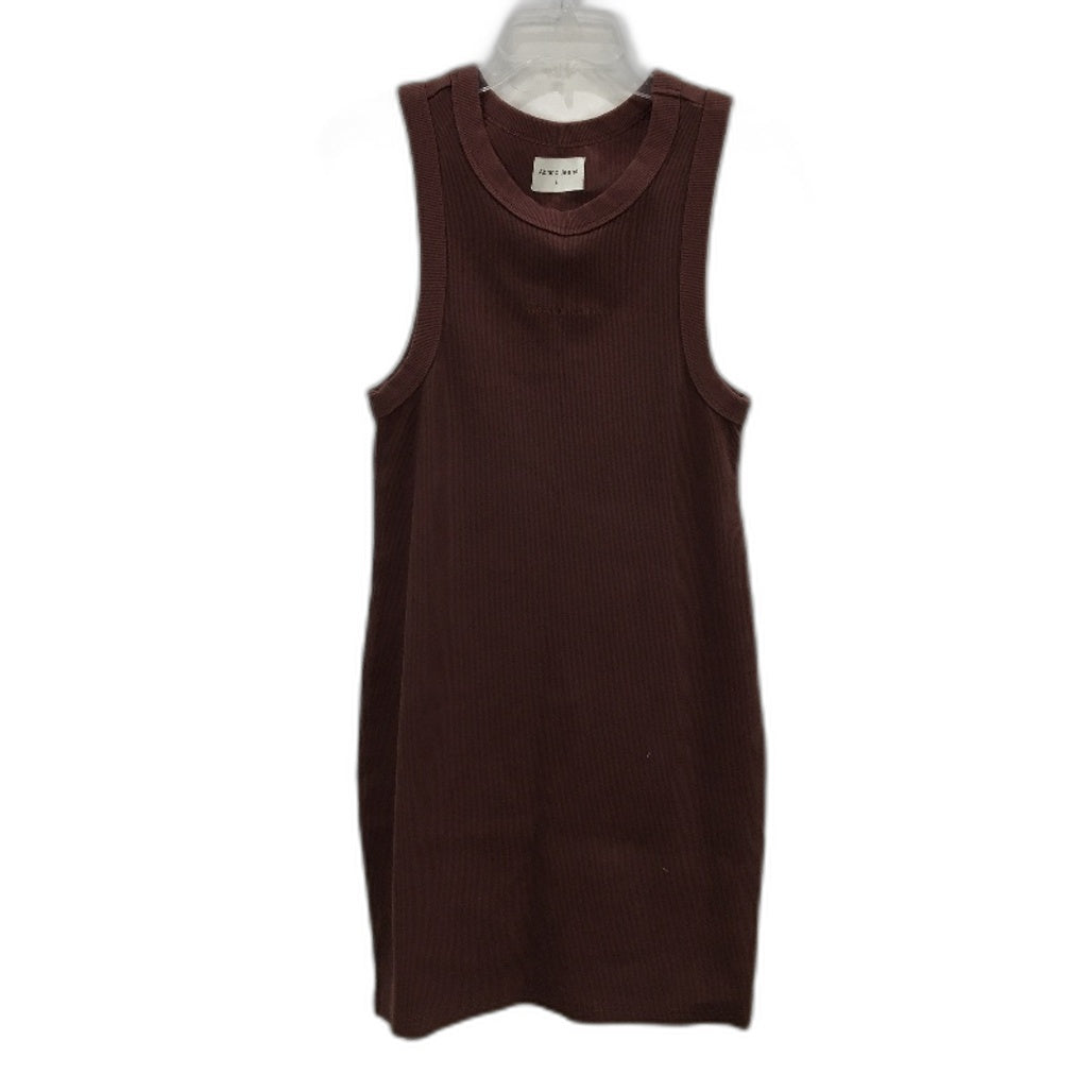 Abrand Jeans Sleeveless Ribbed Tank Brown Cotton Mini Dress Ladies Size Large