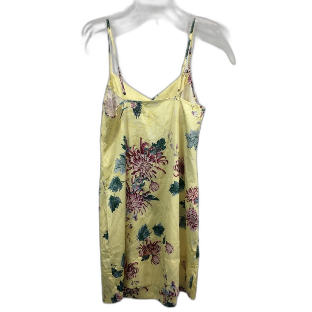 Chloe & Lola Chrsyanthemum Print Satin Yellow Mini Nightie Ladies Size Small NEW