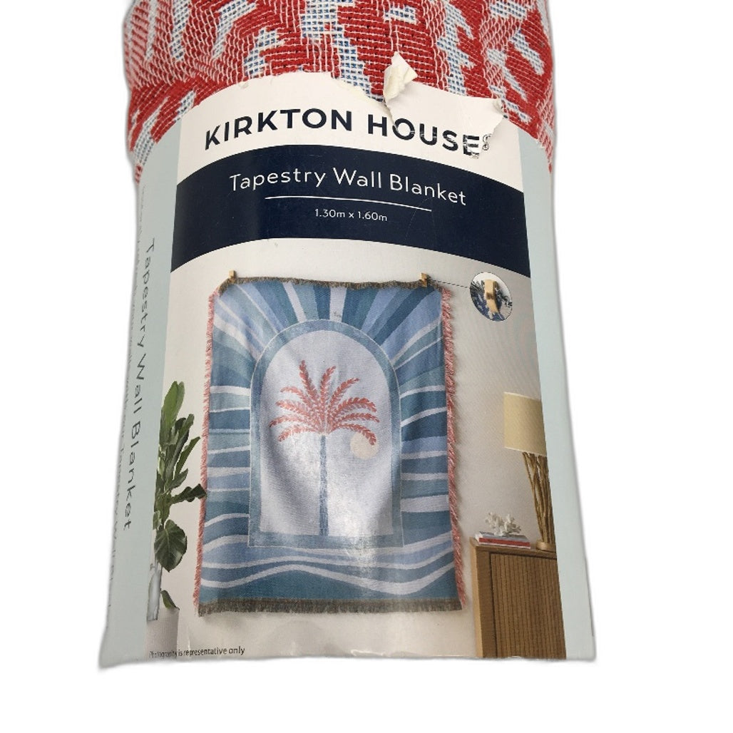 Kirkton House Blue Palm Tree Boho Style Tapestry Wall Blanket 1.3x 1.6m NEW