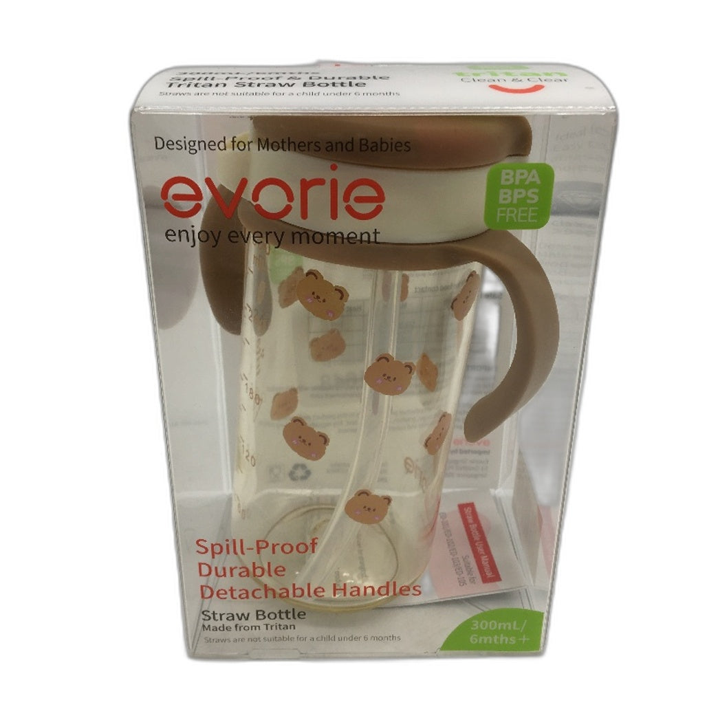 Evorie Tritan 300ML Straw Water Bottle Spill Proof Sippy Cup BPA Free Age 6M NEW
