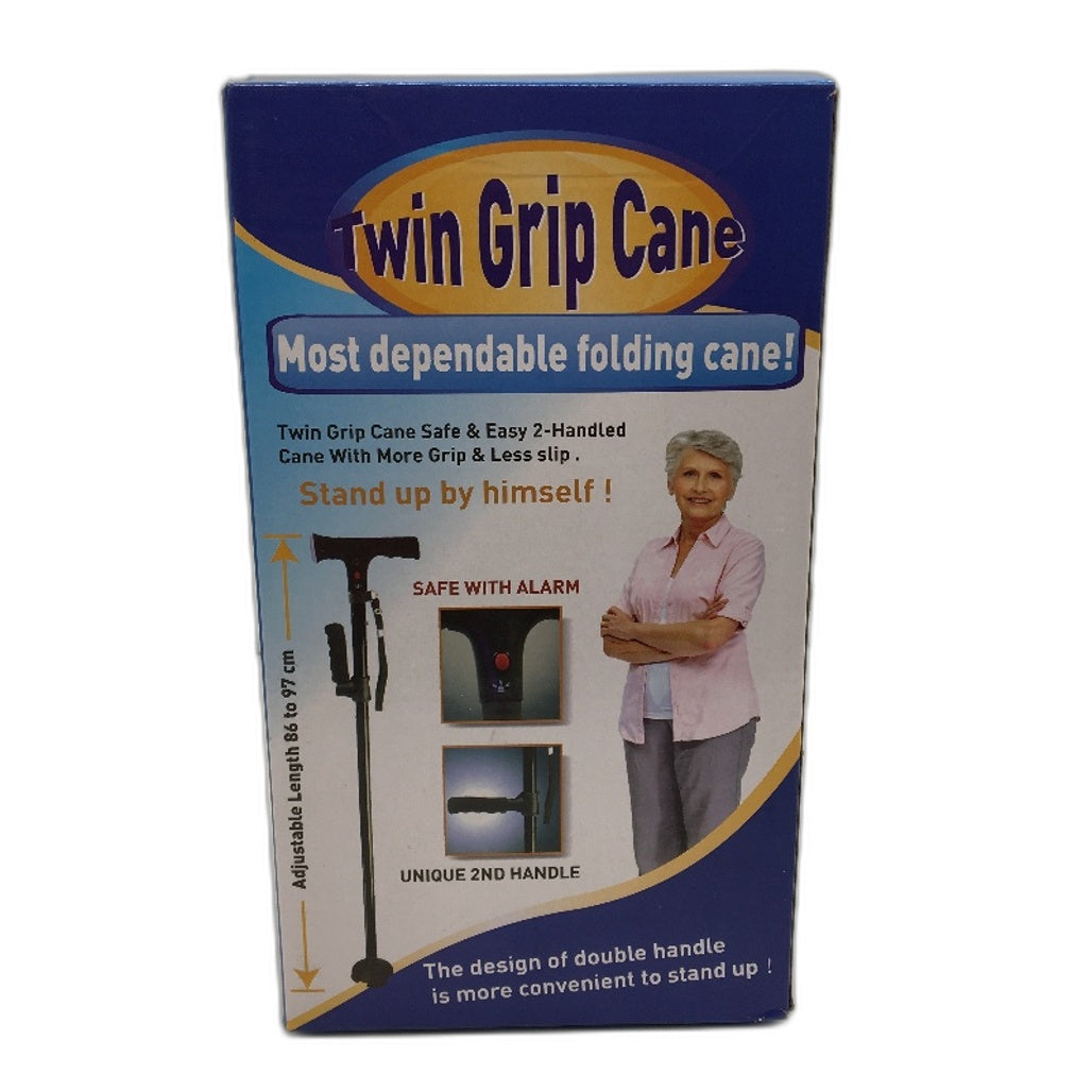 Folding Twin Grip Cane With LED Light Double Cushioned Handle Walking Stick NEW