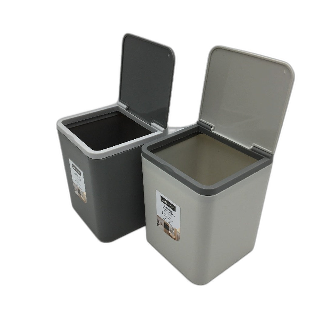 Boxsweden 12 Pack 2 Litre Tabletop Square Flip Lid Grey and White Bins NEW