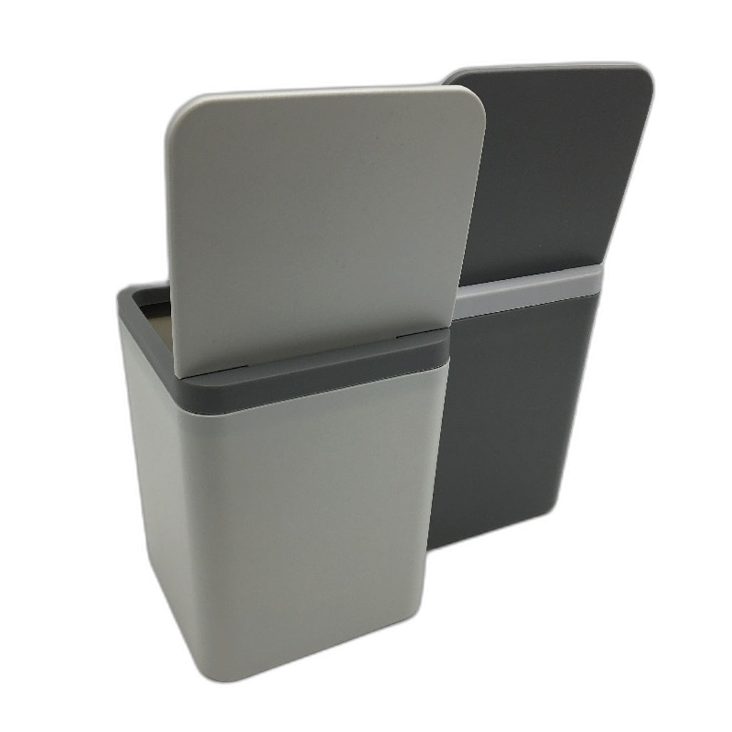 Boxsweden 12 Pack 2 Litre Tabletop Square Flip Lid Grey and White Bins NEW