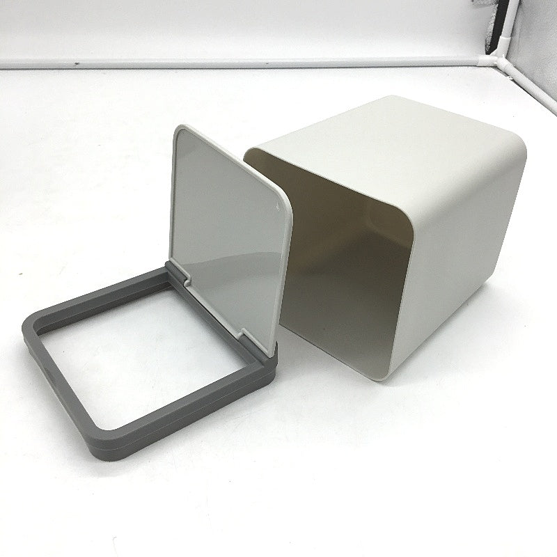 Boxsweden 12 Pack 2 Litre Tabletop Square Flip Lid Grey and White Bins NEW