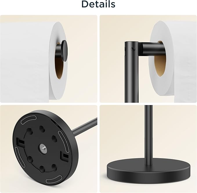 FORIOUS AU12601B Bathroom Toilet Paper Free Standing Holder in Matte Black NEW