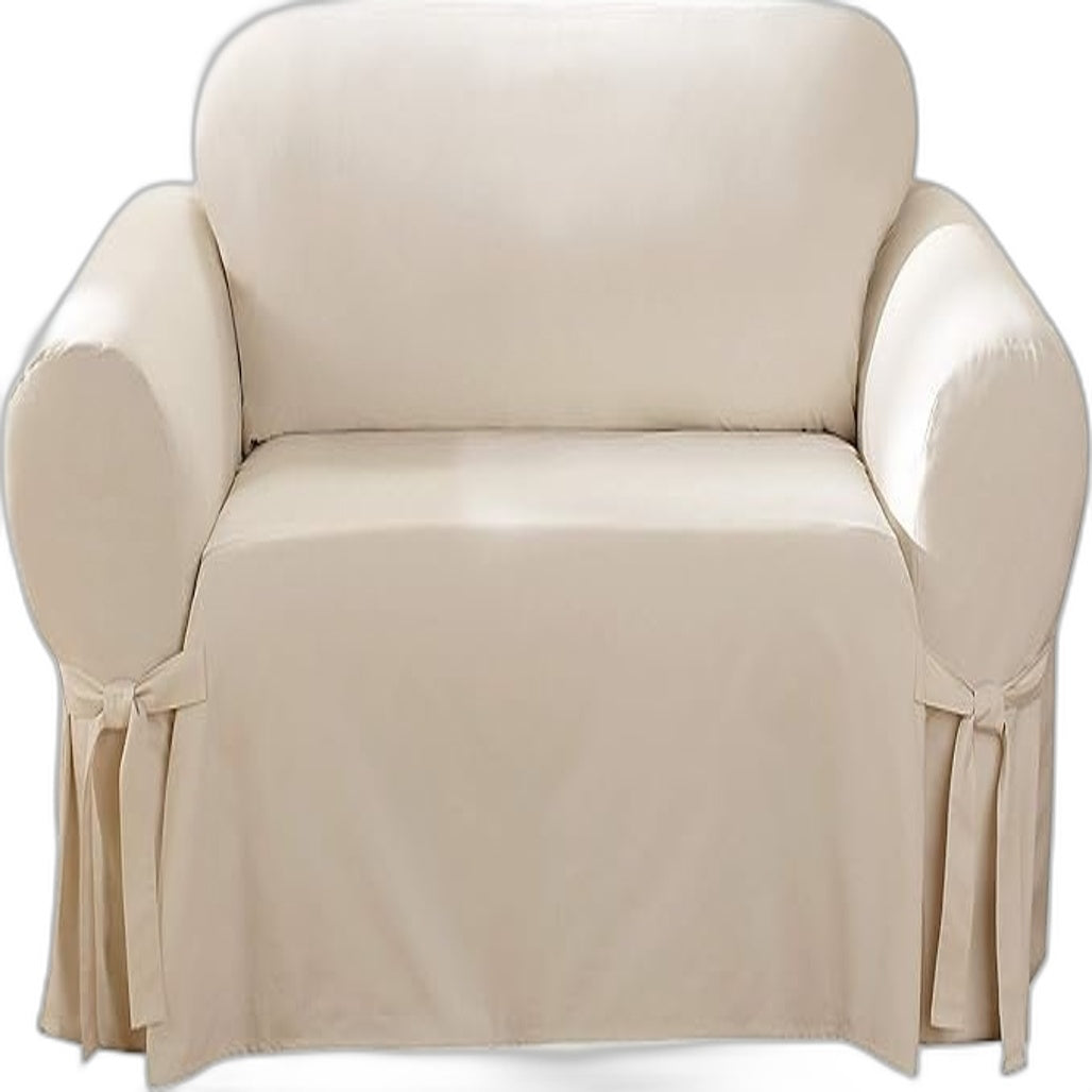 SUREFIT Heavyweight Cotton Duck Loveseat Box Cushion Slipcover Relaxed Fit NEW