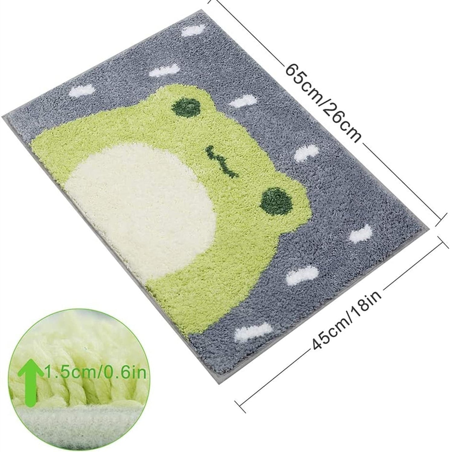 Ankah Luxury Shaggy Bath Mat Little Frog Design, High Absorbent, Australia...