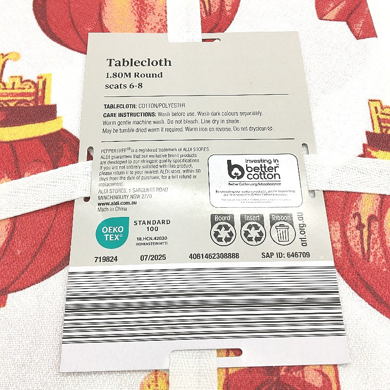 Peppertree 2x Oriental Lantern Cotton Blend Round 1.8m Tablecloths 6-8Seater NEW