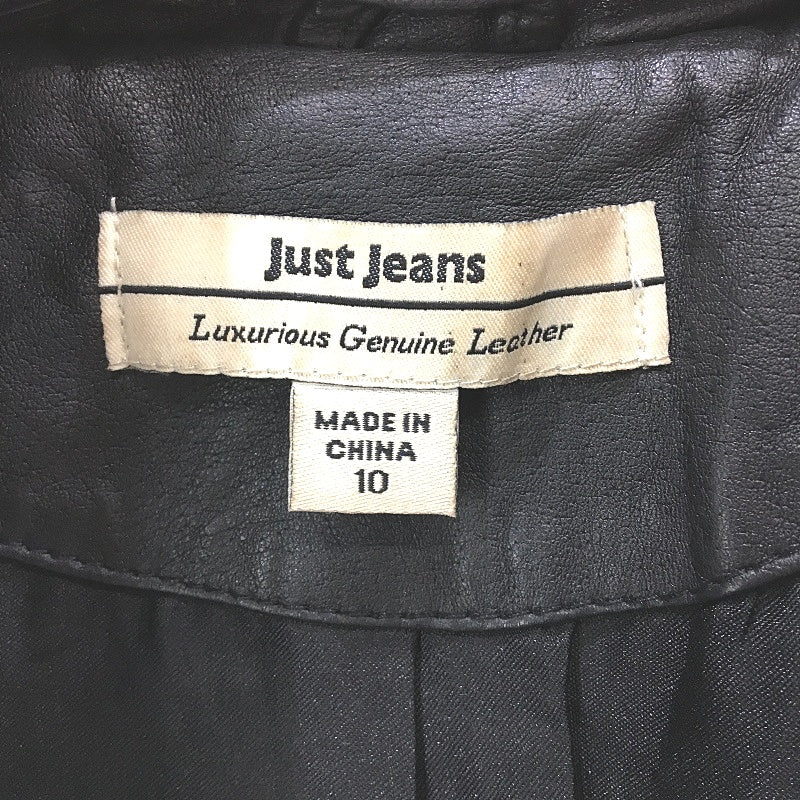 Just Jeans Genuine Leather Fully Lined Zip Up Biker Style Jacket Ladies Size 10