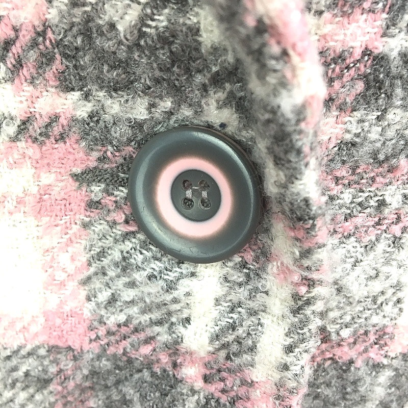 Gerard Grey & Pink Check Knit Textured Double Breasted Jacket Ladies Size 16