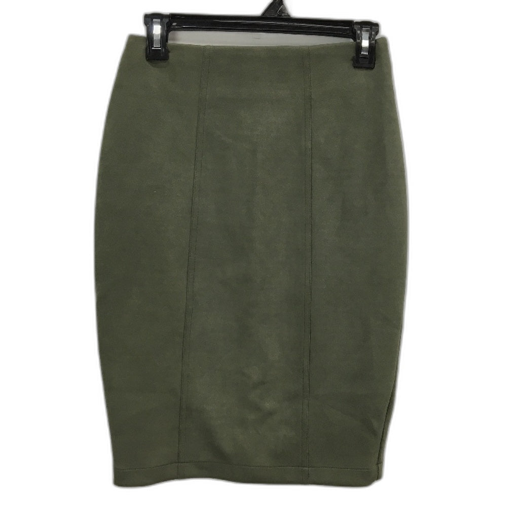 Tussah Olive Green Soft Suede Feel Zip Up Knee Length Skirt Ladies Size 8